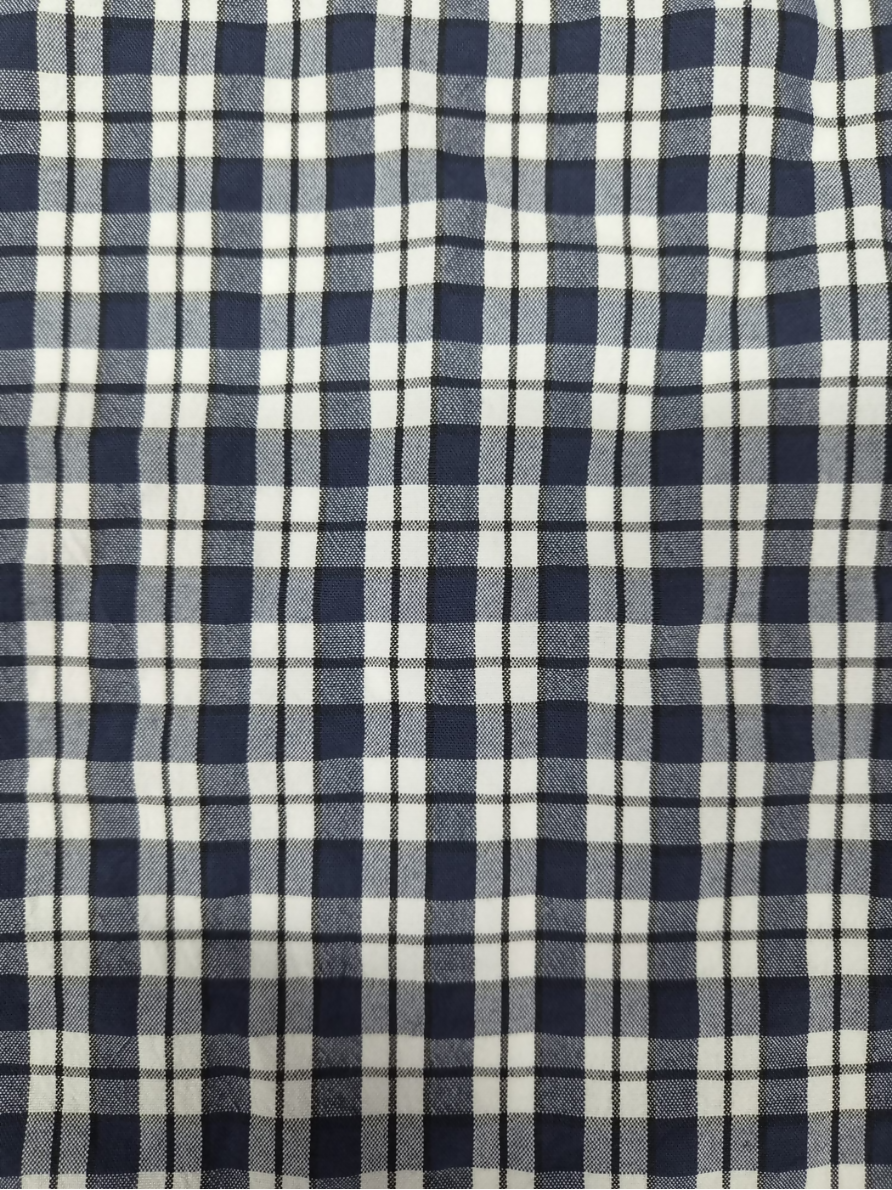 Navy & White Tartan Check Oversized Shirt
