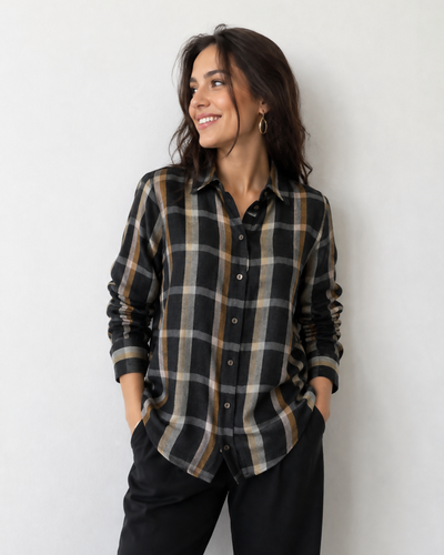 Anthracite Plaid Flannel Oversized Shirt