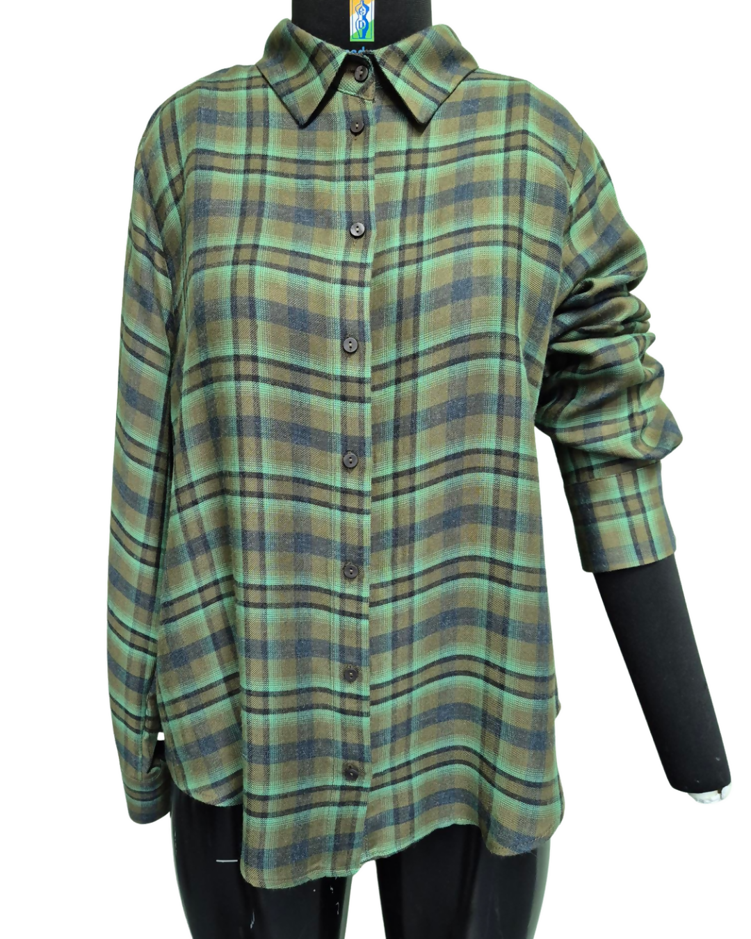 Green Plaid Flannel Oversized Shirt