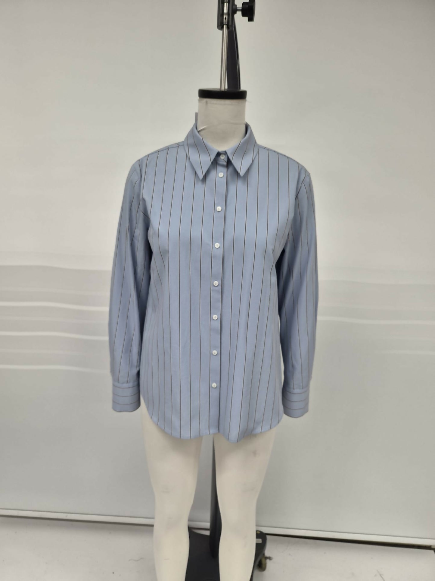 Light Blue Pinstripe Oversized Shirt with Classic Collar