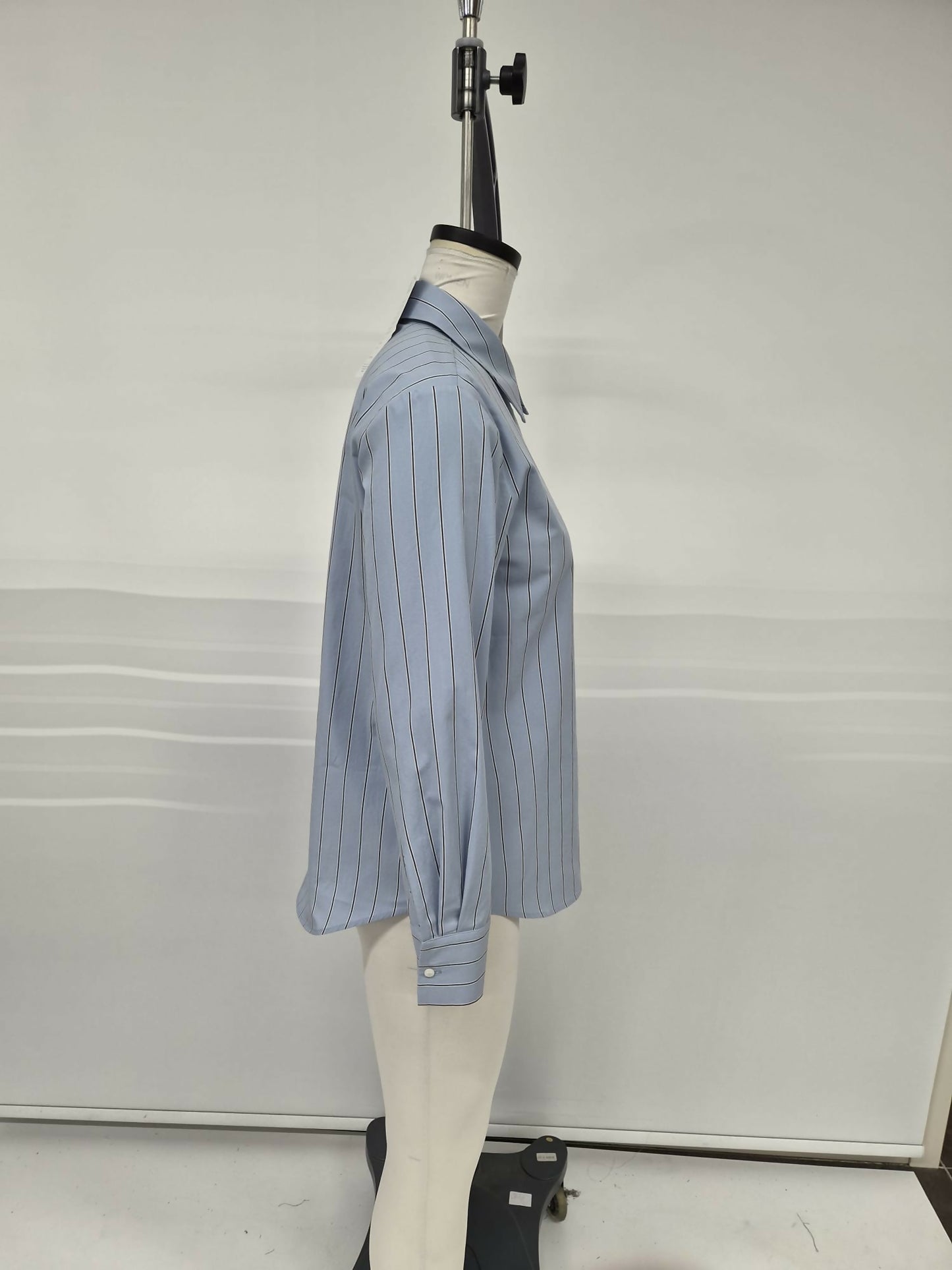 Light Blue Pinstripe Oversized Shirt with Classic Collar