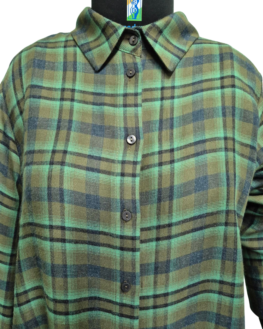 Green Plaid Flannel Oversized Shirt