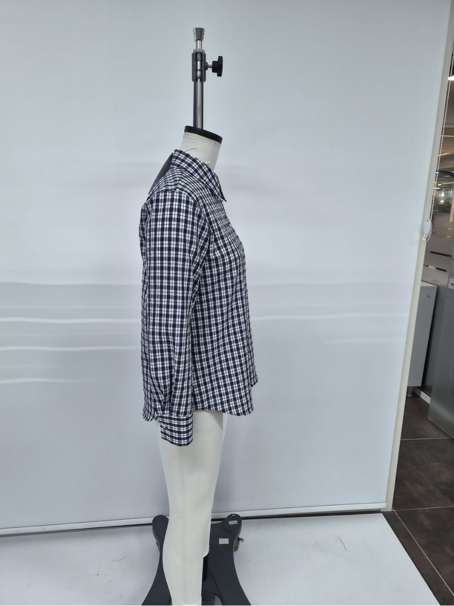 Navy & White Tartan Check Oversized Shirt